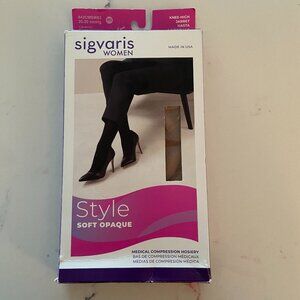 Sigvaris Soft Opaque Knee High Compression 20-30 mmHg Caramel SZ MS